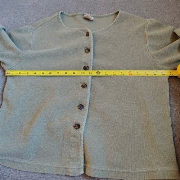 Vtg Kiko Button Up Cardigan Sweater Women S Green Cotton USA Casual Terry Cloth - Picture 7 of 11
